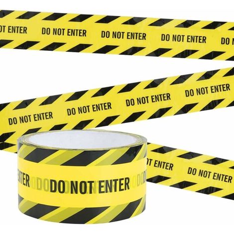 Ruban D'avertissement, 4,8 cm x 25 M DO NOT ENTER Bandes de Sécurité Adhésive Ruban de Signalisation Jaune pour Utiliser Lieu de Travail et Zone Dangereuse (Noir/Jaune) (1/5)