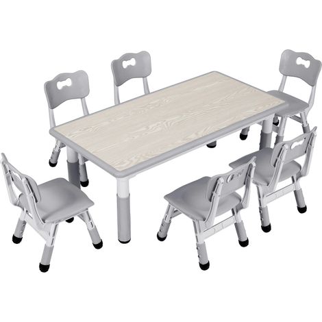 Ensemble de table pour enfants, hauteur réglable, design minimaliste, Gris (1/2)