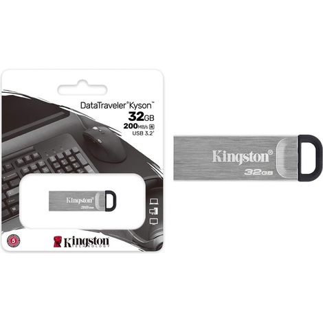 Trade Shop - STICK KINGSTON USB 3.2 DATATRAVELER KYSON 32 GB METALL 200 MB/S DTKN/32GB - (1/5)