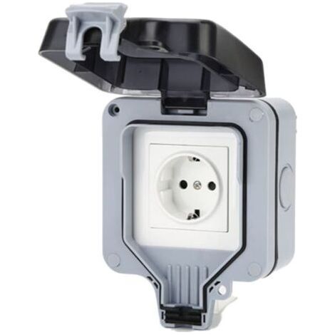 Ulisem IP66 Waterproof Socket with Switch and Waterproof Junction Box, Outdoor Dustproof Socket, Wall Socket for Kitchen, Bathroom, Garage, Pool and Garden (1/4)