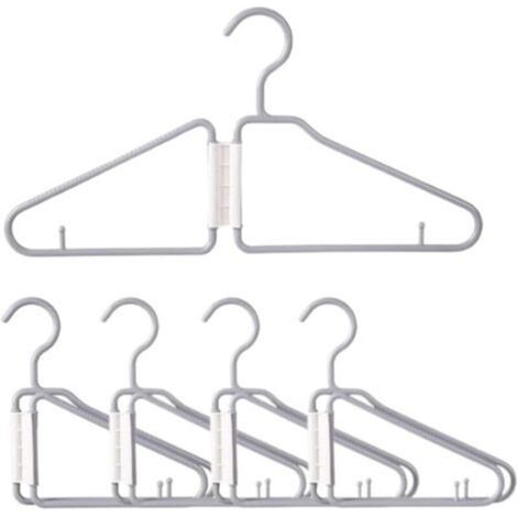 Lot de 4 cintres pliables, antidérapants et très résistants en plastique, gris. (1/5)