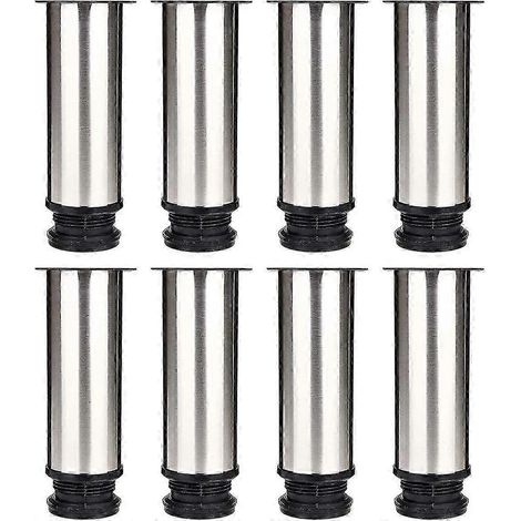 Ensemble de 8 pieds de meubles, pieds de cuisine réglables, pieds ronds en métal inoxydable de 50 mm/150 mm de hauteur pour canapé et table - zkhj (1/5)