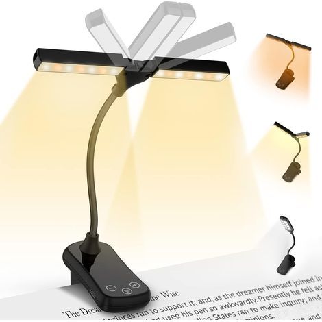 Liseuse Lampe de Lecture pour Lire au Lit - Mini Lampe Tactile Lecture à Double Tête 14 LEDs Rechargeable Lampe Pince Gradation Progressive & 3 Modes Idee Cadeau Anniversaire Homme Femme Fille Garcon (1/5)