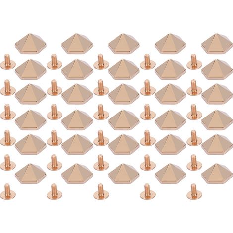 30er-Set Sechskant-Spitznieten, 15 mm, Zinklegierung, 6 mm, gekreuzte Schraubnieten, für Handtaschen, Schuhe, Kleidung, Gold (1/5)