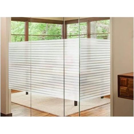 Film Électrostatique pour Fenêtre à Rayures, Beige, PVC et Pet, Brise-Vue Dépoli, Anti-UV 96%, sans Colle, Repositionnable (1/5)