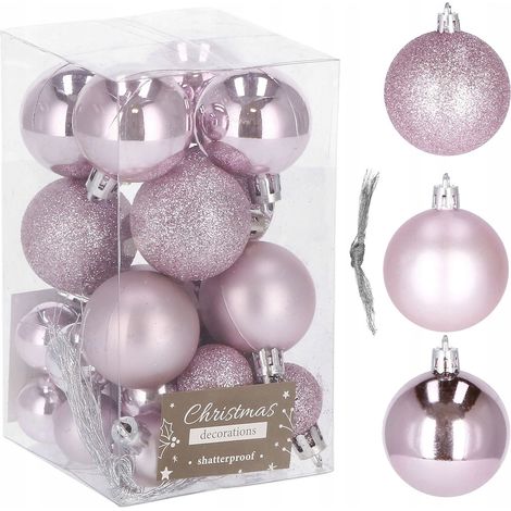 WEIHNACHTSKUGELN 25 Stk. FÜR DEN WEIHNACHTSBAUM SET UNZERBRECHLICH ROSA