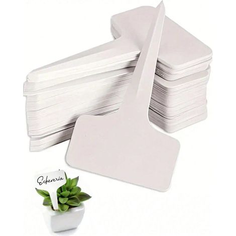 50 étiquettes de plantes en forme de T blanches : marqueurs de jardin, imperméables (1/5)
