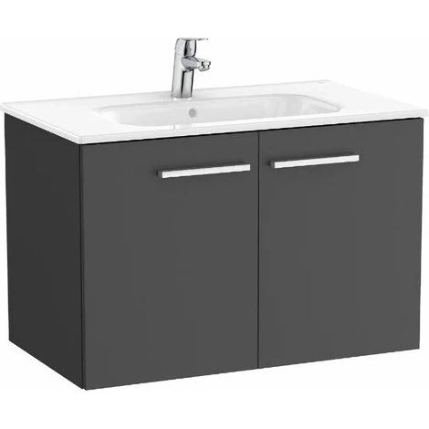 Roca Victoria Vanity Unit 2 Door Anthracite Wall Hung with Ceramic Basin 600mm