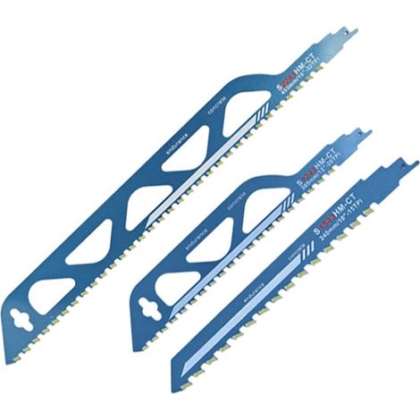Lames de scie alternative, adaptées au béton cellulaire, aux briques, aux panneaux de ciment et au béton, jeu de 3 pièces.