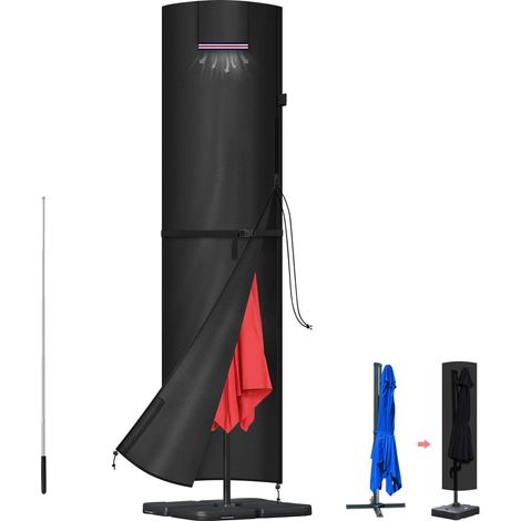 Housse de Protection Parasol Déporté Housse Parasol Exterieur Housse de Parasol avec Tige Grande Couverture de Parasol Imperméable Housses pour Parasols de Jardin Droit Ø 400cm, 250x64/64cm (1/5)