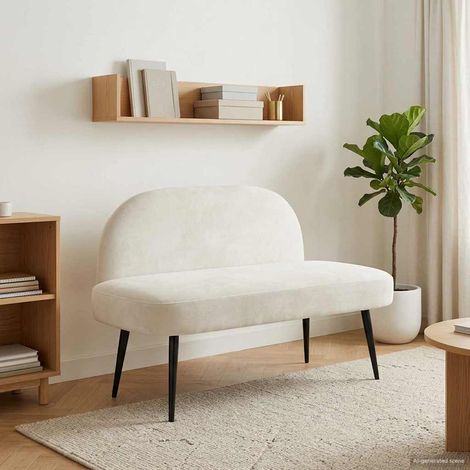 Banco tapizado con respaldo Crema 110 x 60 x 76 cm Terciopelo (1/5)