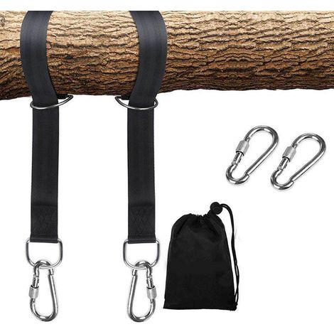 Kit de sangles de suspension pour balançoire d'arbre, sangles de hamac de 10 pieds avec mousquetons de verrouillage pour balançoires d'arbre et hamacs (1/5)