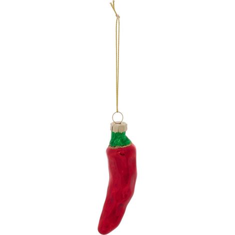 Decorazione da appendere a forma di abete e peperoncino in vetro rosso, 9 cm - Feeric lights & christmas (1/2)