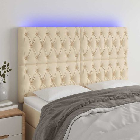 Irovami Tête de lit LED couleur crème 160 x 7 x 118/128 cm Tissu (1/5)