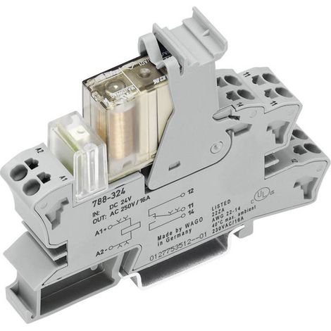 WAGO 788-346 Module relais Tension nominale: 24 V/DC Courant de commutation (max.): 8 A 2 inverseurs (RT) 1 pc(s) (1/2)