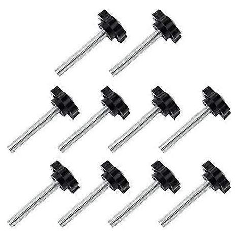 Lot de 10 vis à oreilles M6x30 mm, vis à oreilles moletées en plastique avec bouton étoile. (1/5)