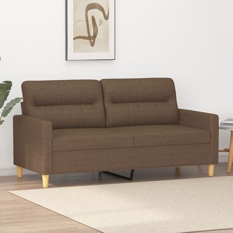 vidaXL Canapé à 2 places Marron 140 cm Tissu (1/6)