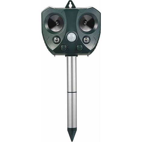 RéPulsif à Ultrasons Solaire pour Animaux D'ExtéRieur avec Capteur De Mouvement, RéPulsif à L'éPreuve De La Pluie avec LumièRe Clignotante, pour Verger De Ferme De Jardin,2-Speaker
