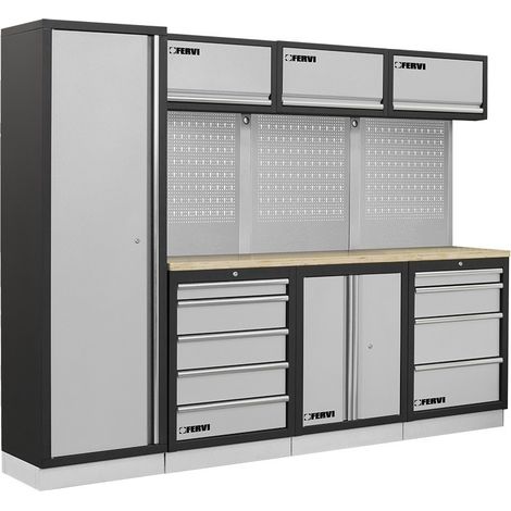 CONJUNTO MUEBLES MODULARES PARA TALLER GARAJE RACING ESQUINA FERVI A007D