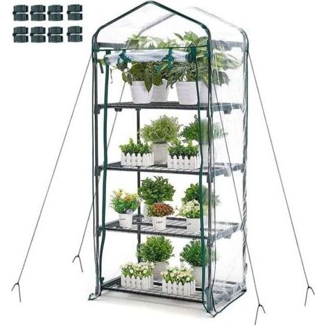 Serre de Jardin Portable 4 Niveaux 160x71x51 cm Housse PVC Zippée (1/4)