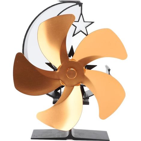 Fan of bruleur to wood 5 blades, heating to circulation air ultra quiet, energy saving, fireplace powered by the heat for the fishing on hockey, the camping, gold (1/5)
