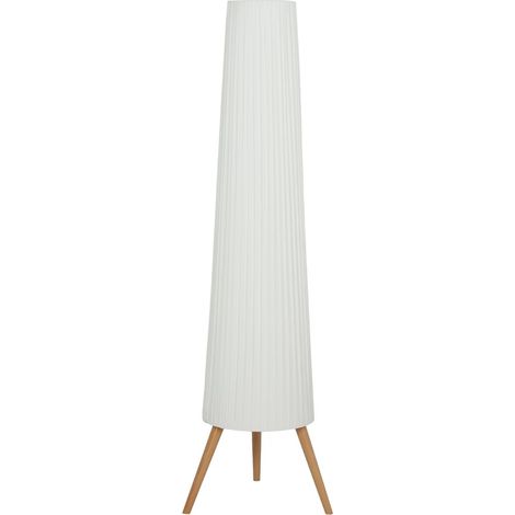 Dimmbare LED-Stehleuchte aus Holz mit weißem Dreibein 46 x 46 x 153 cm (1/5)