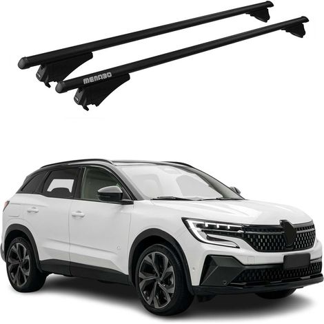Menabo Dachträger Grundtäger kompatibel mit Renault Austral 2022-2026 Aluminium 75kg Schwarz 2tlg Geschlossene Reling für Fahrradträger, Dachboxen, Skiträger Abschließbar (1/5)