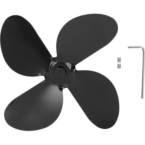 Lame de Rechange pour Ventilateur de Cheminée, PièCe de Rechange 4 pour Ventilateur de Cheminée à Chaleur, Accessoires de Ventilateur de Poêle à Bois (Le noir) (1/5)