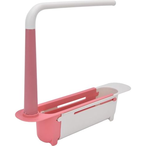 Support de Rangement télescopique pour évier de Cuisine, Panier de vidange de Rangement Librement réglable, Porte-Savon éponge télescopique, Porte-Serviettes sous Les organisateurs d'évier Rouge (1/4)