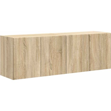 Mueble de TV Montado en la Pared 2 pcs Roble Sonoma vidaXL (1/5)