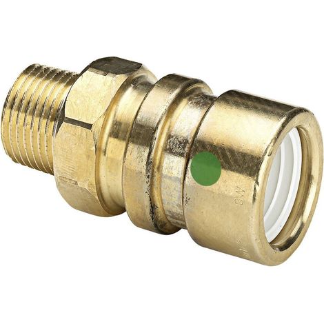 Übergangsstück mit SC Geopress 9611TW in 40mm x R1 Rotguss (1/2)