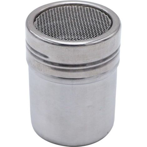 Lot de 2 shakers à sucre en acier inoxydable avec couvercle, shaker à mailles fines pour bicarbonate de soude, cacao, fécule de maïs, farine, café, etc. (1/5)