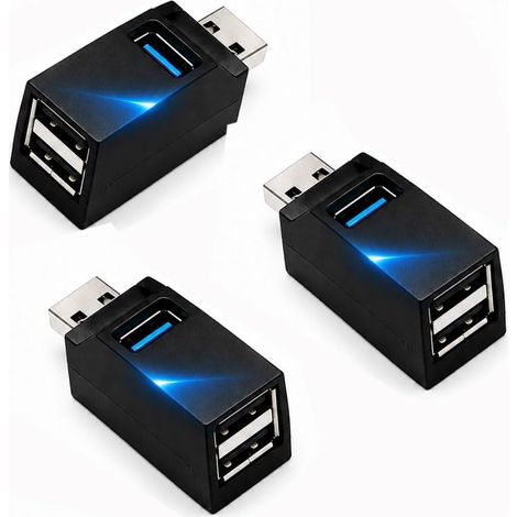 3-Piece Mini USB 3.0 Hub, Compact 3-Port with 1 USB 3.0 Port and 2 USB 2.0 Ports, Portable USB Hub for Laptop, USB 3.0 Extension Adapter for Keyboard, Mouse, and USB Flash Drive (1/5)