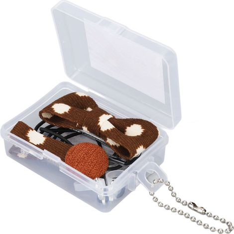 Support pour appareils auditifs binauraux en nylon marron à motif vache, fixation facile, cordon rond en silicone avec clip. (1/5)