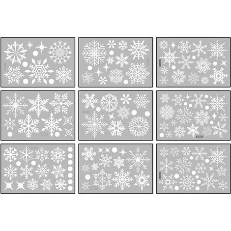 Autocollants de fenêtre de Noël - Motif Père Noël - Couronne de flocons de neige - Décoration de fenêtre - Double face - PVC - Pour fenêtre en verre - Décoration de Noël (1/5)