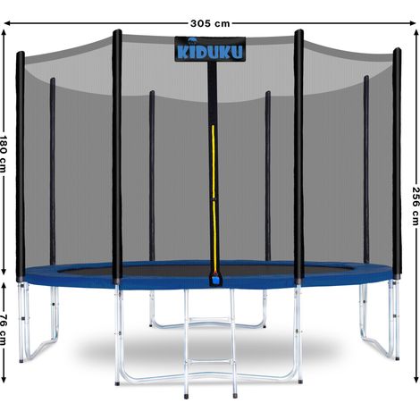 Trampoline Ø 427 cm avec filet de sécurité – Charge maximale 150 kg – Échelle et ancrages au sol inclus – Pour usage extérieur sécurisé – Kiduku