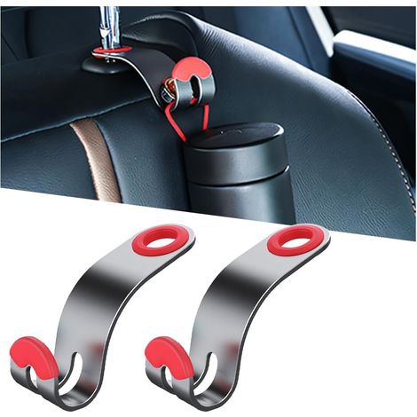 2 Organizer-Haken Auto, Kopfstütze, Aluminium, grau-rot