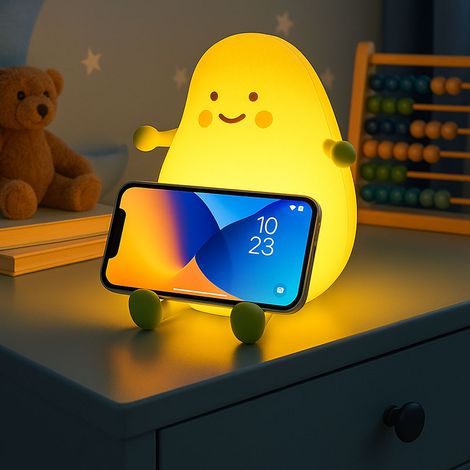 Lampe de table pour enfants Lampe de nuit LED Lampe de chevet Timer à variateur tactile, plastique, LxLxH12,3x12,2x11,1 cm
