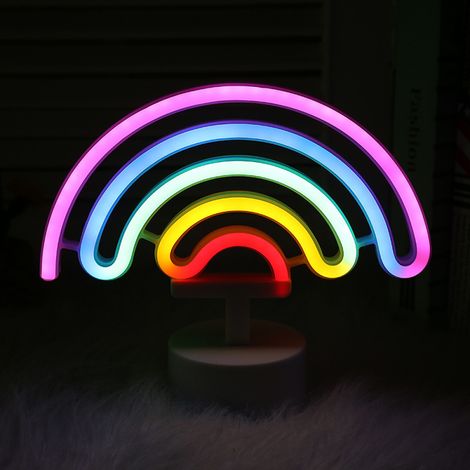 Lumières néon blanches clignotantes décoratives, indicateurs directionnels en forme d'arc-en-ciel, veilleuse USB (1/5)