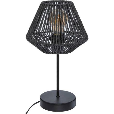Atmosphera – Lampe à poser métal abat-jour papier tressé H 34 cm – Compatible E27 – Puissance max 40W – Longueur câble 150 cm (1/6)