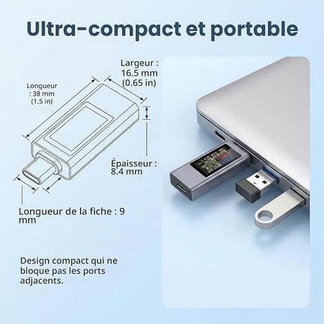 Testeur USB C Ecran Couleur 2302C Multimetre Digital Mesure Tension (1/4)