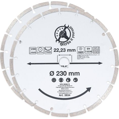 Set di 2 dischi diamantati per tutti i materiali 230 mm