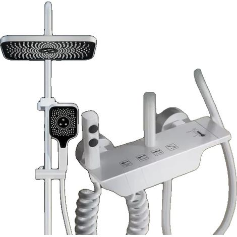 Ensemble de robinet de douche, équilibré en pression, hauteur réglable, Blanc sans affichage (1/2)