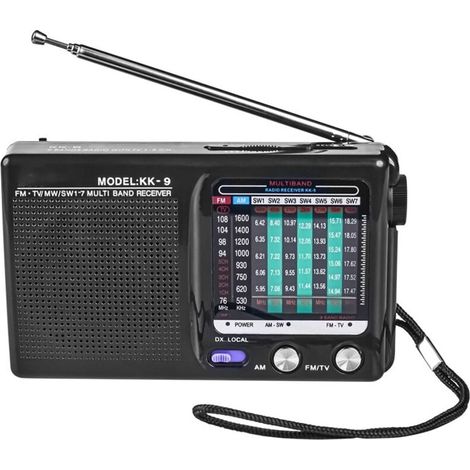 Radio portatile AM/FM/SW per uso interno, esterno e di emergenza con altoparlante e jack per cuffie, nera (1/4)