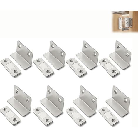 Aimant Porte Placard 8 Pièces, Loqueteau Magnétique Adhésif Sans Perçage  8 pièces, aimant porte ultra mince 2 mm, fixation adhésive, loquet magnétique pour placard meuble tiroir (1/5)