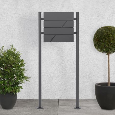 ECD Germany Boîte aux Lettres sur Pied, Anthracite, 37x11x37 cm, Acier Inoxydable, Moderne, Mailbox avec Compartiment à Journaux, 2 Clés, Support Anthracite Haut 120 cm, Materiel de Montage Inclus (1/5)