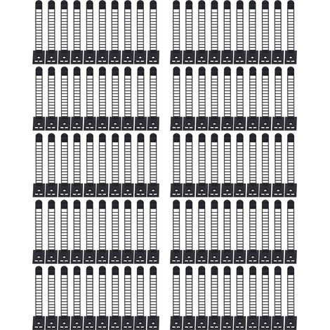 Clips de gestion de câbles adhésifs, 100 pièces, sangles en Nylon réglables, attaches de fil, organisateur, Fixation forte pour le bureau, noir