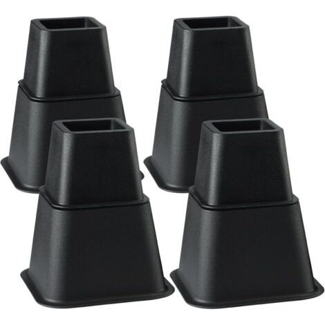 Rehausseur Pieds de lit Rehausseur Meuble,Ajouter 3 Hauteurs Réglables de 7,5CM 13CM ou 20,5CM (4 Paires, Noir)