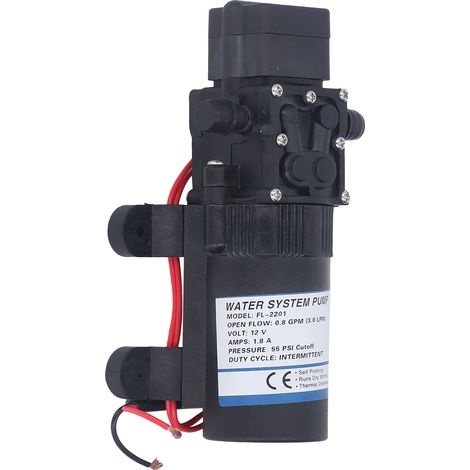 Pompe à eau 0,8 GPM CC 12 V 1,8 A 55 PSI, auto-amorçante, pour l'arrosage des camping-cars et des yachts.