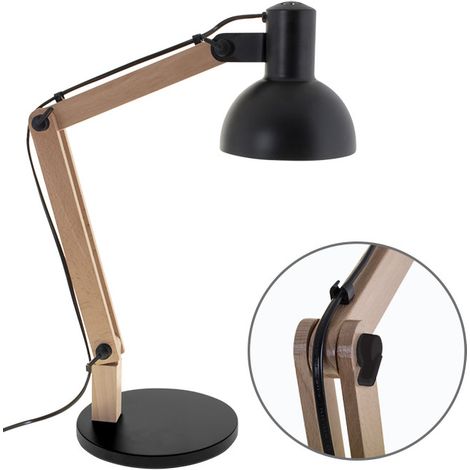Sobremesa DARCI 1xE27 Al.Reg.xD.35cm Negro/Madera Natural (1/2)